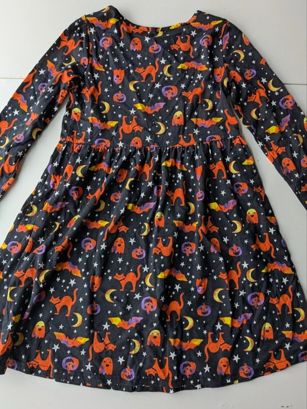 The Children's Place Halloween Dress Girls M 7/8 Black Cat Ghost Bat Spooky